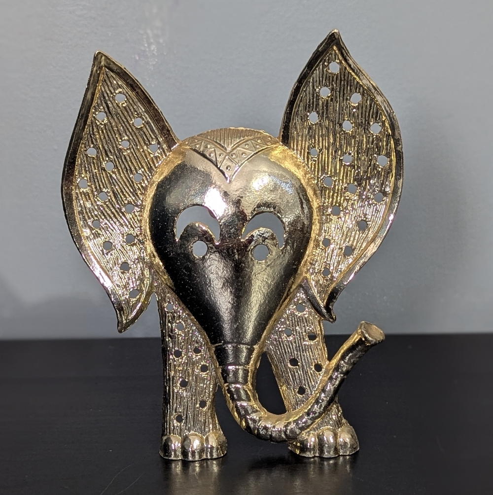Vintage Torino Gold Tone Elephant‎ Earring Holder